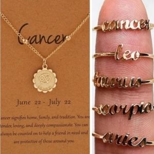 Cancer Constellation Coin Necklace & Ring